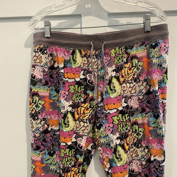 Disney Parks Mickey Pajama Pants Womens Large Lounge Stretch Graffiti - Picture 4 of 16